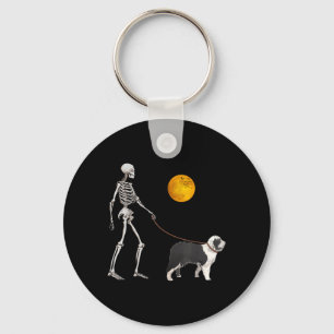 Old English Sheepdog Skeleton Dog Walking Key Ring