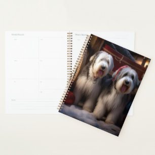 Old English Sheepdog Snowy Sleigh Christmas Decor  Planner