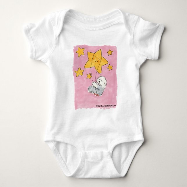Old English Sheepdog Star Baby Bodysuit (Front)