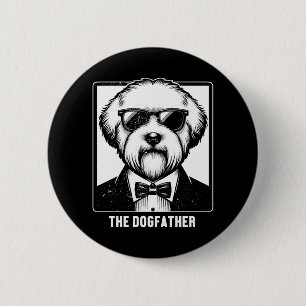 Old English Sheepdog The Dogfather Tuxedo Cool Fun 6 Cm Round Badge
