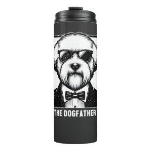 Old English Sheepdog The Dogfather Tuxedo Cool Fun Thermal Tumbler