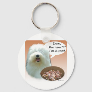 Old English Sheepdog Turkey Key Ring