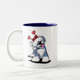 Old English Sheepdog Valentine Two-Tone Coffee Mug
