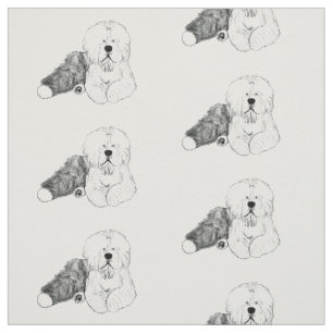 old english sheepdog Walt Dizzy Wigglebottom Fabric