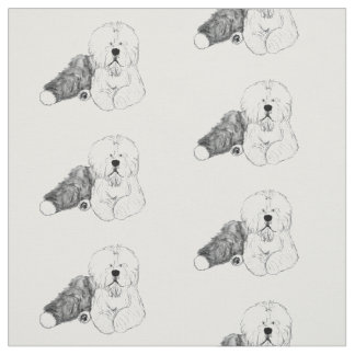 old english sheepdog Walt Dizzy Wigglebottom Fabric
