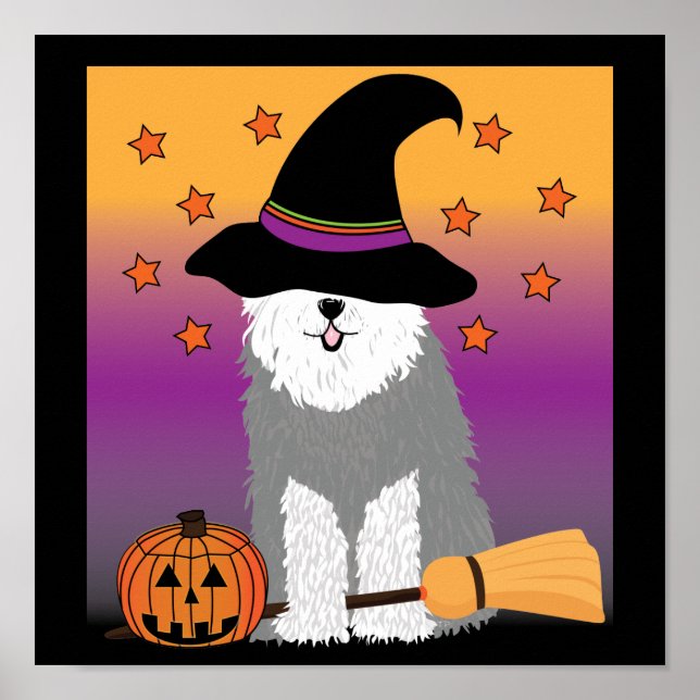 Old English Sheepdog Witch Poster (Front)