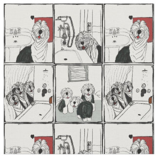 Old English Sheepdogs bathroom fabric