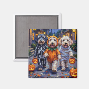 Old English Sheepdogs Trick-or-Treating Halloween Magnet