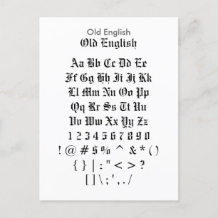 Old English - Zazzle Font Sampler Sheet Postcard