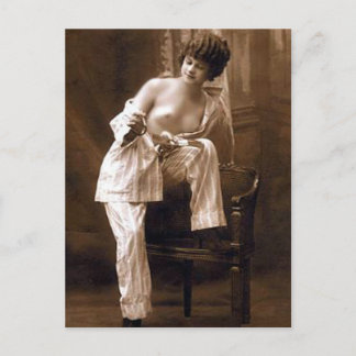 Old Erotic Postcard - Girl in Pyjamas