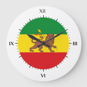 Old Ethiopian flag Large Clock