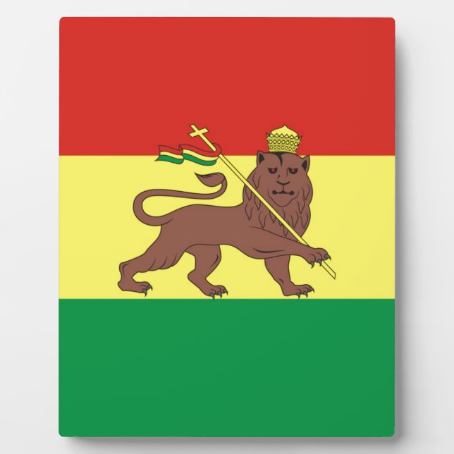 Old Ethiopian Flag with Lion of Judah Plaque (Front)