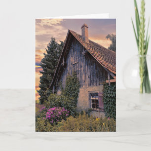 Old European Home with sunrise glow Card