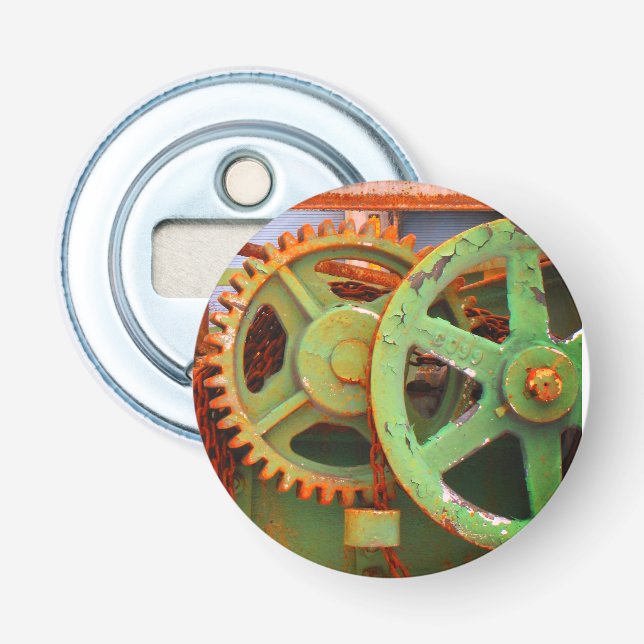 Old Factory Machinery Gears Wheels Vieux Hull Bottle Opener (Front)