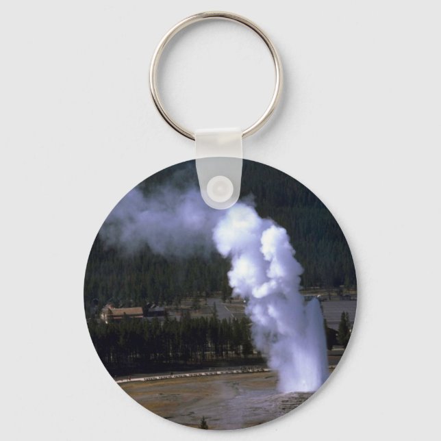 Old Faithful Geyser, Yellowstone National Park Key Ring (Front)