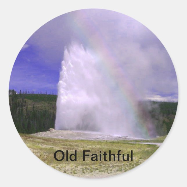 Old Faithful in Yellowstone National Park Classic Round Sticker (Front)