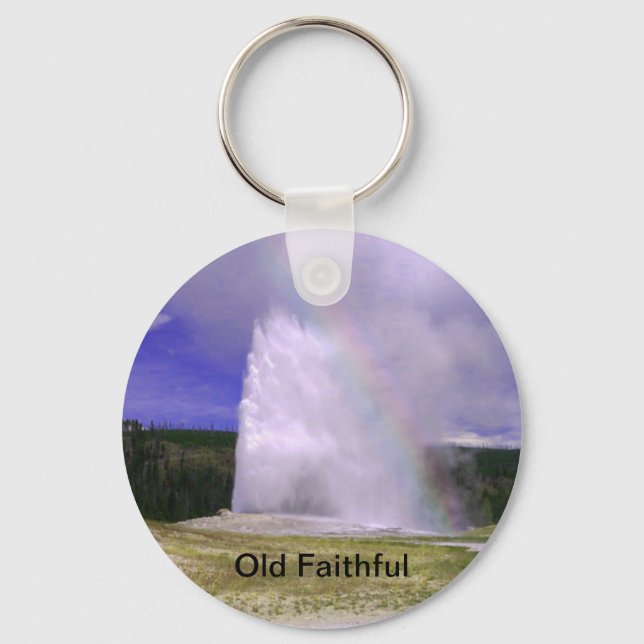 Old Faithful in Yellowstone National Park Key Ring (Front)