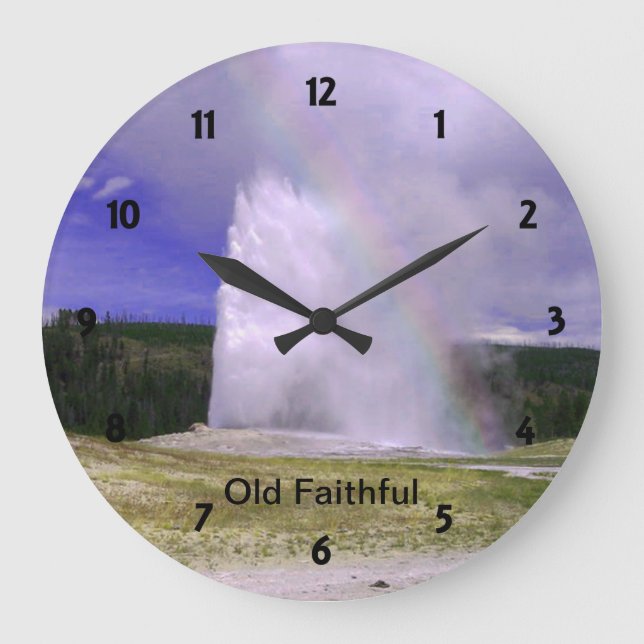 Old Faithful in Yellowstone National Park Large Clock (Front)