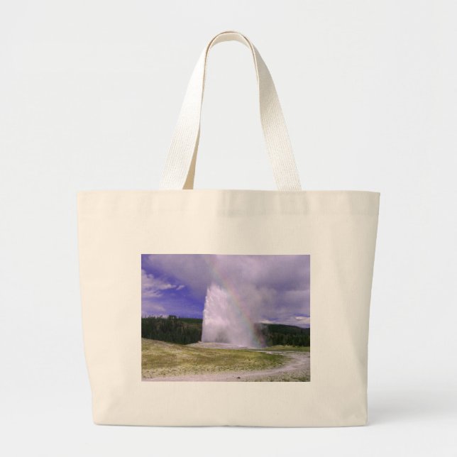 Old Faithful in Yellowstone National Park Large Tote Bag (Front)