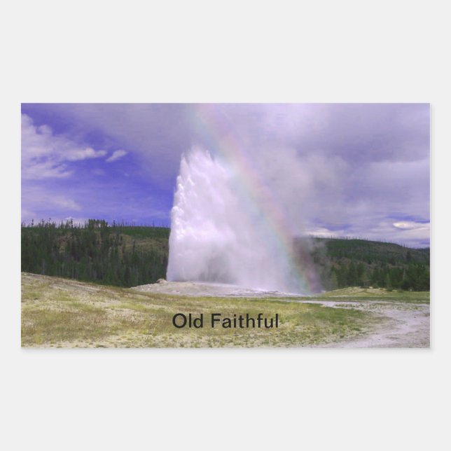 Old Faithful in Yellowstone National Park Rectangular Sticker (Front)