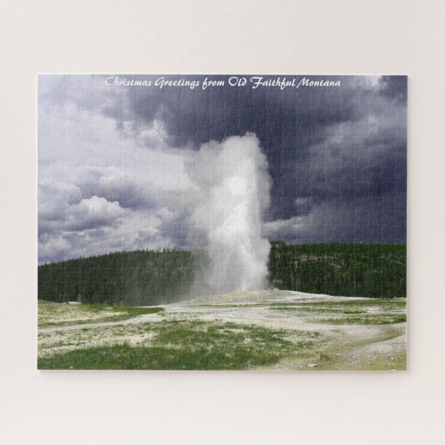 Old Faithful Montana.Christmas Greetings Jigsaw Puzzle (Horizontal)