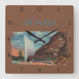 Old Faithful Yellowstone Custom Square Wall Clock