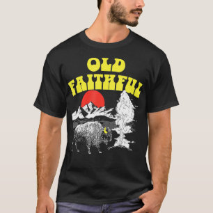 Old Faithful Yellowstone Park Retro Geyser Bison 8 T-Shirt