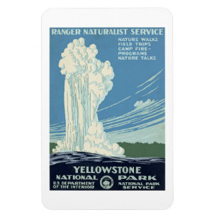 Old Faithful, Yellowstone Park vintage poster, Magnet