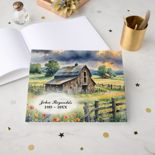 Old Farm Barn With Fence Guest Book