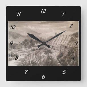 Old farm house square wall clock