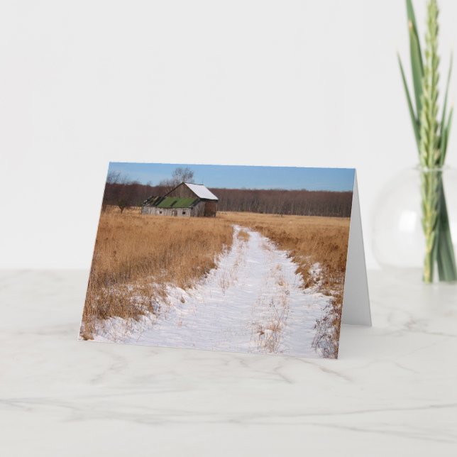 Old Farm in Winter Holiday Card (Front)