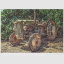 Old Farm Tractor 3 Vintage Decoupage Tissue Paper