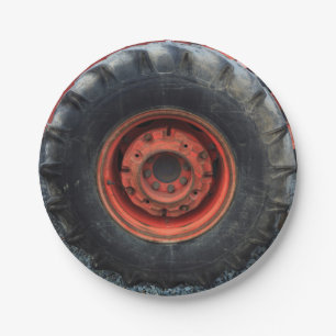 Old Farm Tractor Tire Paper Plate