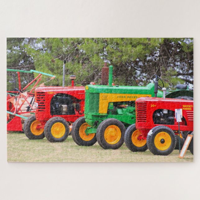 Old farm tractors in a line jigsaw puzzle (Horizontal)