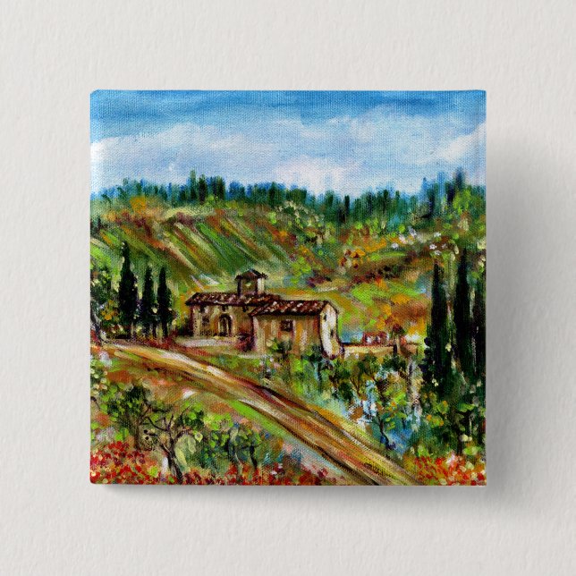 OLD FARMHOUSE IN CHIANTI -TUSCANY 15 CM SQUARE BADGE (Front)