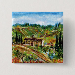 OLD FARMHOUSE IN CHIANTI -TUSCANY 15 CM SQUARE BADGE