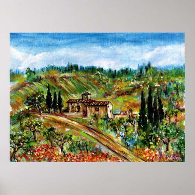 OLD FARMHOUSE IN TUSCANY LANDSCAPE POSTER (Front)