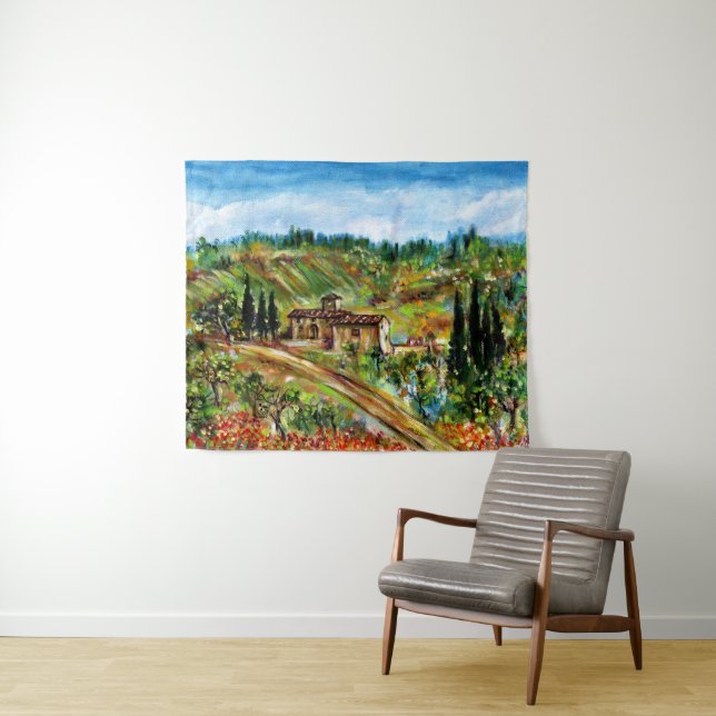 OLD FARMHOUSE IN TUSCANY LANDSCAPE TAPESTRY (In Situ (Horizontal))