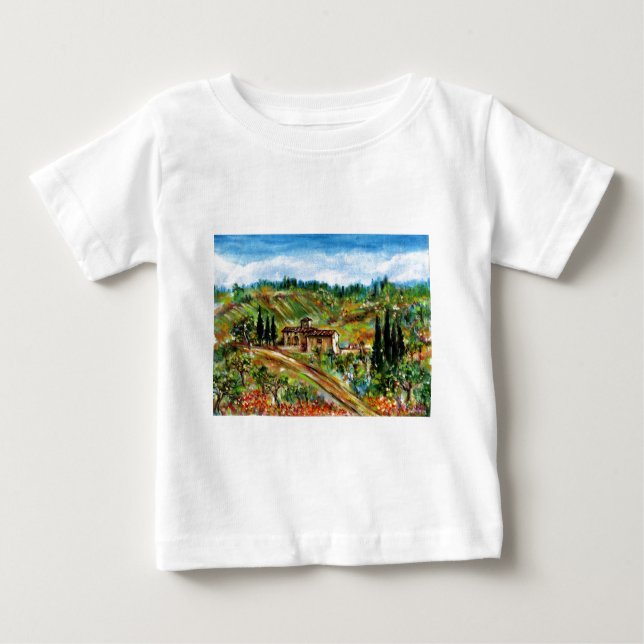 OLD FARMHOUSE,OLIVE TREES IN TUSCANY LANDSCAPE BABY T-Shirt (Front)