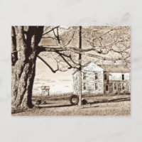 Old Farmhouse Sepia Postcard