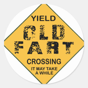 Old Fart Crossing Classic Round Sticker
