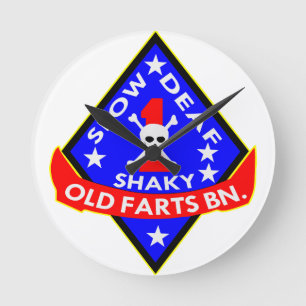 Old Farts Battalion Slow Shaky Deaf Round Clock