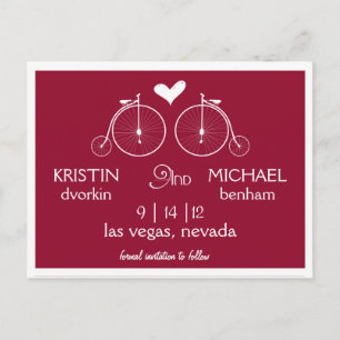 Old Fashion Bicycles Save the Date Announcement Postcard