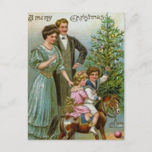 Old Fashion Christmas Holiday Postcard