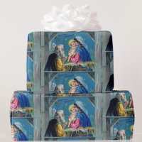 Old Fashion Christmas Postcard Nativity Jesus