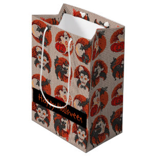 Old Fashion Halloween Faux Cross-Stitch Gift Bag
