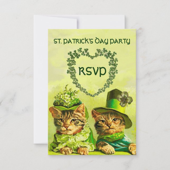OLD FASHION IRISH CATS,ST.PATRICK'S DAY PARTY RSVP CARD (Front)