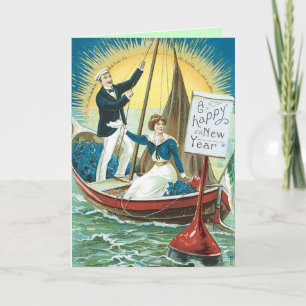 Old Fashion New Years Card Vintage
