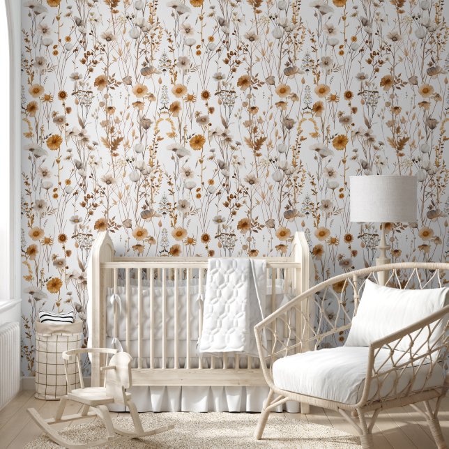 Old Fashion Retro Wildflower Dried Vintage Flower Wallpaper (Kids)