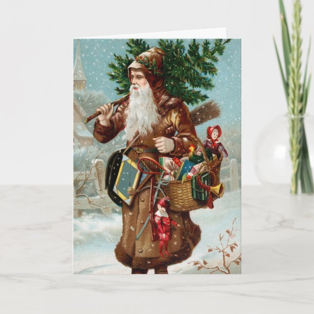 Old Fashion Santa Christmas Card (Front)